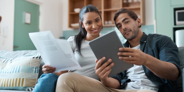 couple reviewing bills