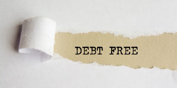 debt free printed on paper