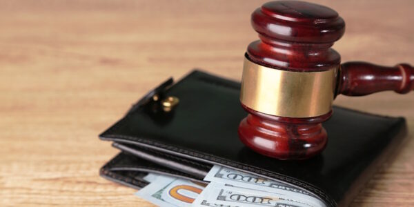 gavel on wallet with money gavel on wallet with money