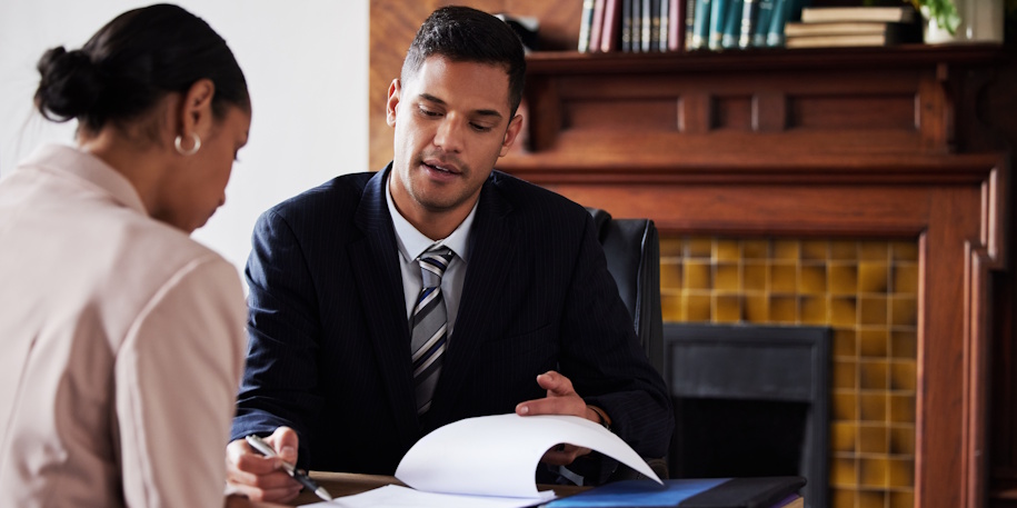 lawyer meeting with client
